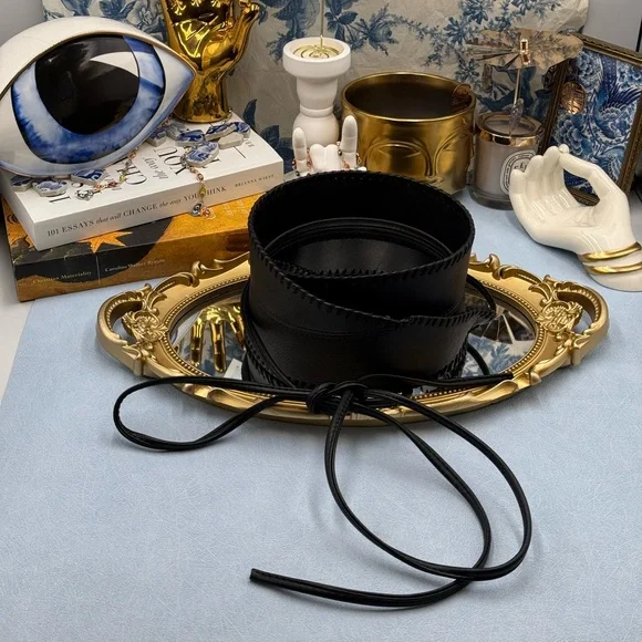 🆕 BRONX & BANCO 🧿 NWOT Briana Faux Leather Tie-Around Belt, Black - Picture 11 of 16
